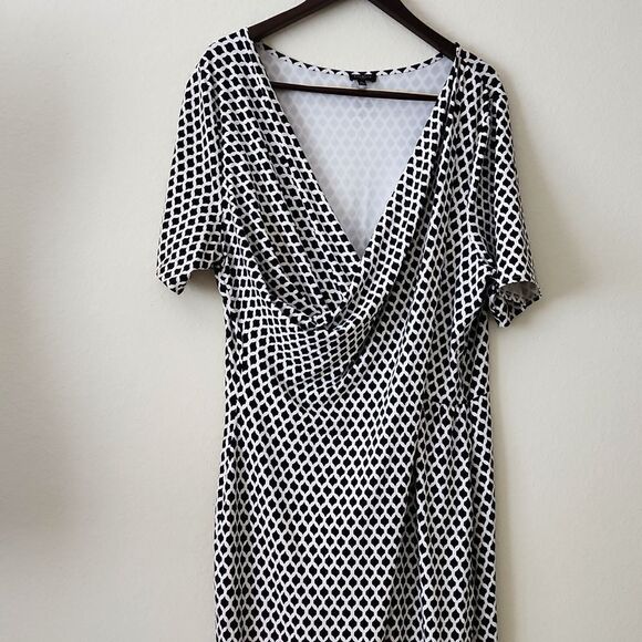 Talbots Black & White Faux-Wrap Dress 3x - Picture 1 of 6